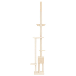 vidaXL Floor to Ceiling Cat Tree Cream 258.5-284.5 cm