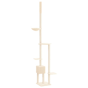 vidaXL Floor to Ceiling Cat Tree Cream 258.5-284.5 cm