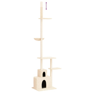 vidaXL Floor to Ceiling Cat Tree Cream 250.5-276.5 cm