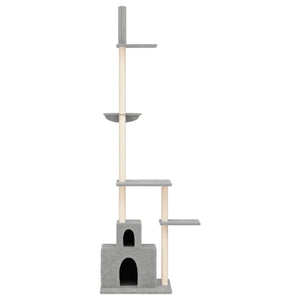 vidaXL Floor to Ceiling Cat Tree Light Grey 250.5-276.5 cm