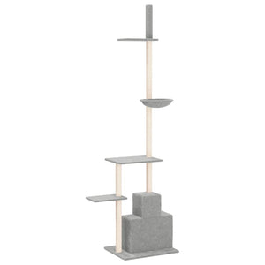 vidaXL Floor to Ceiling Cat Tree Light Grey 250.5-276.5 cm