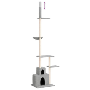 vidaXL Floor to Ceiling Cat Tree Light Grey 250.5-276.5 cm