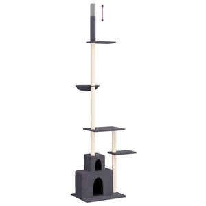 vidaXL Floor to Ceiling Cat Tree Dark Grey 250.5-276.5 cm