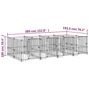 vidaXL Outdoor Dog Kennel Steel 7.51 m²