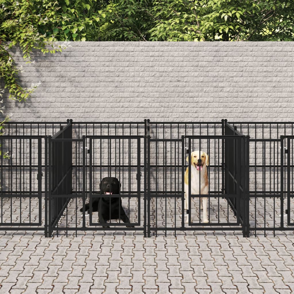 vidaXL Outdoor Dog Kennel Steel 7.51 m²