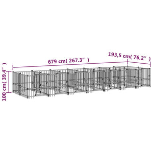 vidaXL Outdoor Dog Kennel Steel 13.14 m²