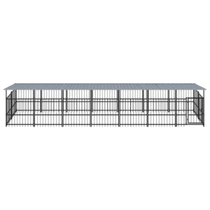 vidaXL Outdoor Dog Kennel with Roof Steel 13.14 m²