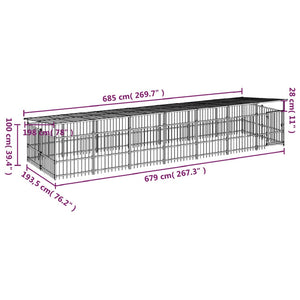 vidaXL Outdoor Dog Kennel with Roof Steel 13.14 m²