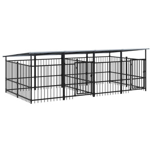vidaXL Outdoor Dog Kennel with Roof Steel 7.51 m²
