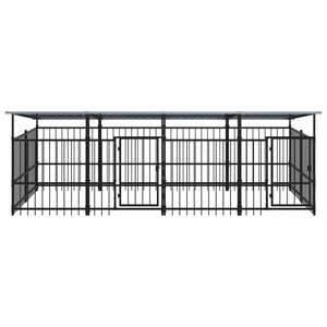 vidaXL Outdoor Dog Kennel with Roof Steel 7.51 m²