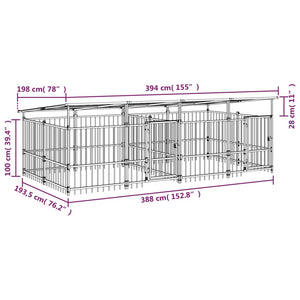 vidaXL Outdoor Dog Kennel with Roof Steel 7.51 m²