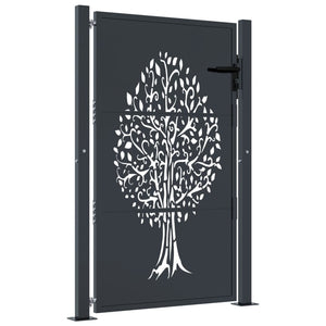 vidaXL Garden Gate Anthracite 105x130 cm Steel Tree Design