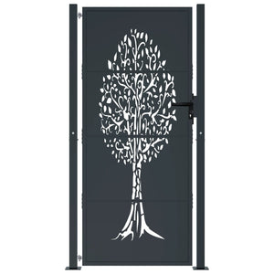 vidaXL Garden Gate Anthracite 105x205 cm Steel Tree Design