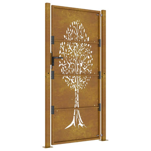 vidaXL Garden Gate 105x180 cm Corten Steel Tree Design