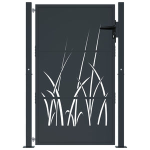 vidaXL Garden Gate Anthracite 105x130 cm Steel Grass Design