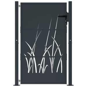 vidaXL Garden Gate Anthracite 105x155 cm Steel Grass Design