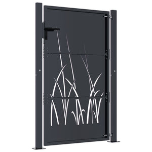 vidaXL Garden Gate Anthracite 105x155 cm Steel Grass Design