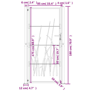 vidaXL Garden Gate Anthracite 105x180 cm Steel Grass Design