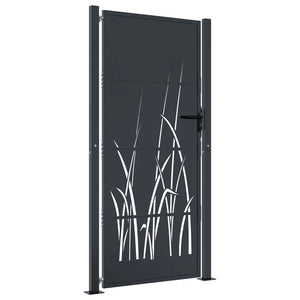 vidaXL Garden Gate Anthracite 105x205 cm Steel Grass Design