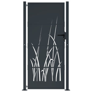 vidaXL Garden Gate Anthracite 105x205 cm Steel Grass Design