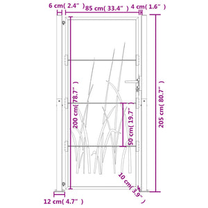 vidaXL Garden Gate Anthracite 105x205 cm Steel Grass Design