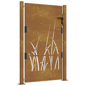 vidaXL Garden Gate 105x155 cm Corten Steel Grass Design