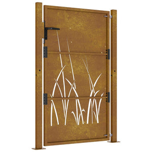 vidaXL Garden Gate 105x155 cm Corten Steel Grass Design