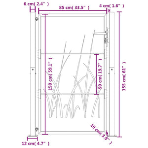 vidaXL Garden Gate 105x155 cm Corten Steel Grass Design