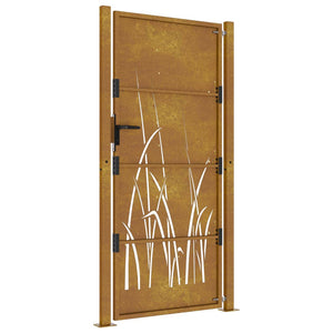 vidaXL Garden Gate 105x205 cm Corten Steel Grass Design