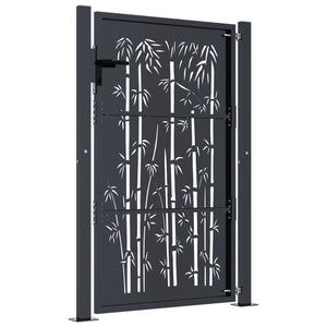 vidaXL Garden Gate Anthracite 105x155 cm Steel Bamboo Design