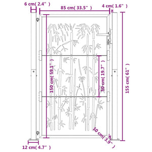 vidaXL Garden Gate Anthracite 105x155 cm Steel Bamboo Design