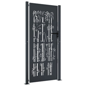 vidaXL Garden Gate Anthracite 105x180 cm Steel Bamboo Design