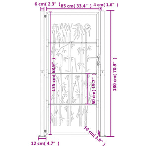 vidaXL Garden Gate Anthracite 105x180 cm Steel Bamboo Design