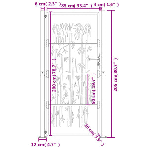 vidaXL Garden Gate Anthracite 105x205 cm Steel Bamboo Design