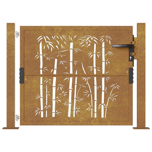 vidaXL Garden Gate 105x105 cm Corten Steel Bamboo Design