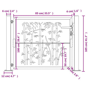 vidaXL Garden Gate 105x105 cm Corten Steel Bamboo Design