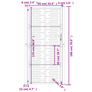 vidaXL Garden Gate Anthracite 105x180 cm Steel Square Design