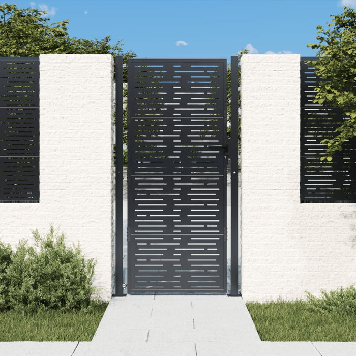 vidaXL Garden Gate Anthracite 105x180 cm Steel Square Design