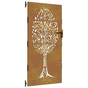 vidaXL Garden Gate 85x175 cm Corten Steel Tree Design