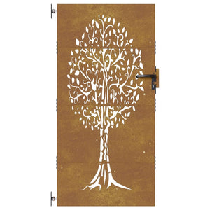 vidaXL Garden Gate 85x175 cm Corten Steel Tree Design