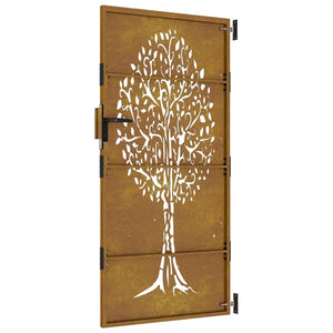 vidaXL Garden Gate 85x175 cm Corten Steel Tree Design