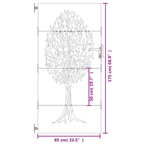 vidaXL Garden Gate 85x175 cm Corten Steel Tree Design