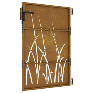 vidaXL Garden Gate 85x150 cm Corten Steel Grass Design