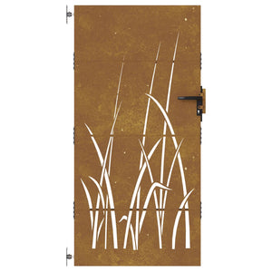 vidaXL Garden Gate 85x175 cm Corten Steel Grass Design