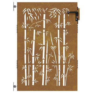 vidaXL Garden Gate 85x150 cm Corten Steel Bamboo Design