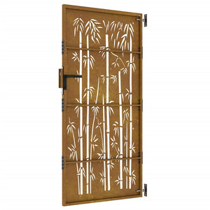 vidaXL Garden Gate 85x175 cm Corten Steel Bamboo Design