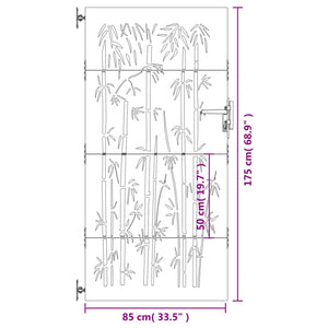 vidaXL Garden Gate 85x175 cm Corten Steel Bamboo Design