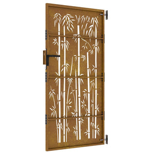 vidaXL Garden Gate 85x200 cm Corten Steel Bamboo Design