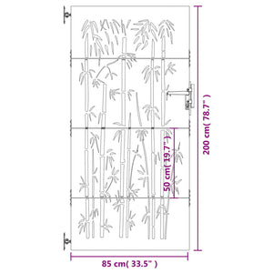 vidaXL Garden Gate 85x200 cm Corten Steel Bamboo Design