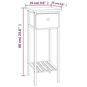 vidaXL Side Table with Drawer 25x25x60cm Solid Wood Walnut